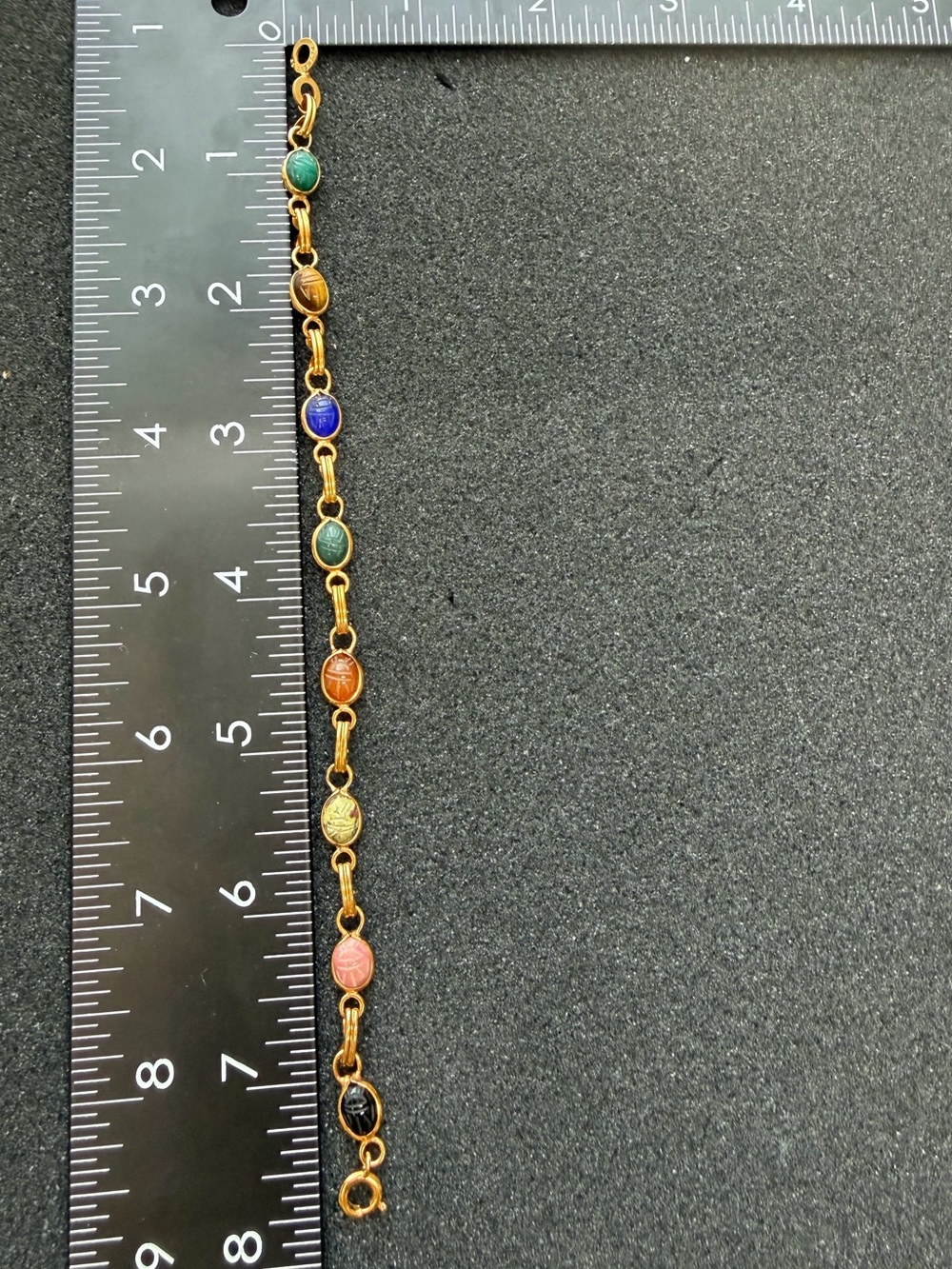 12k Gold Filled Jade Scarab Bracelet - Picture 5 of 7